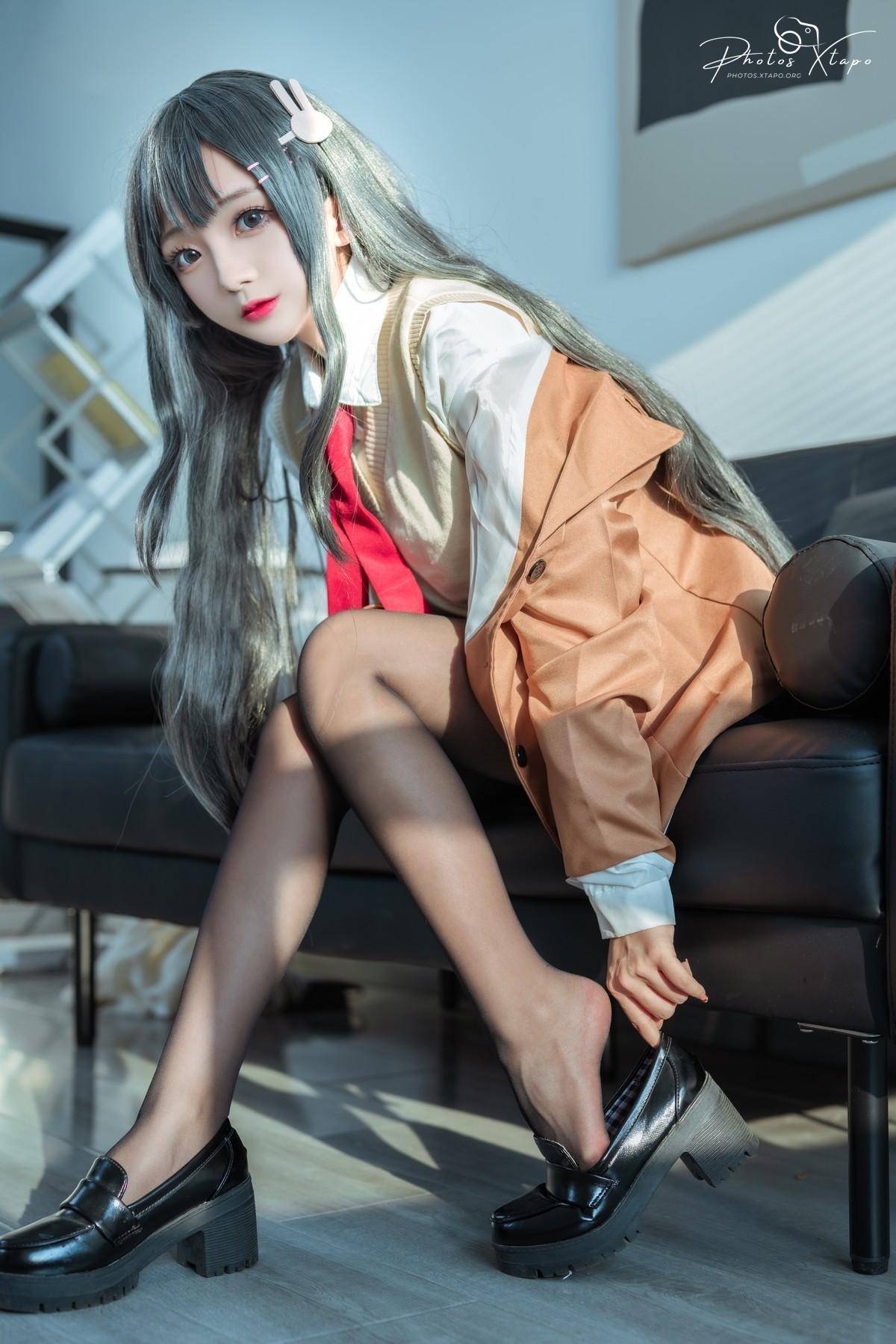 Cosplay Beauty Ri Naijiao Mai Mai School Uniform Theme Private sexy student uniform uniform half -off -dew lace lingerie charming temptation photo 73p